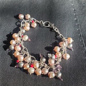Handcrafted 925 Sterling & Pink Freshwater Pearl Cha Cha Bracelet
